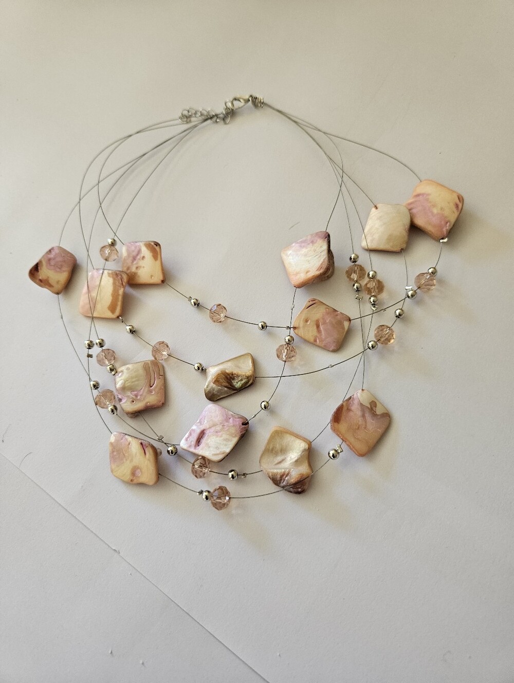 Multistrand Pink Shell Statement Necklace